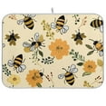thumbnail image 1 of Bee Flying on Flowers Dish Drying Mats Kitchen Mat Microfiber Counter Absorbent Dish Pad Drainer Rack 18"x24", 1 of 7