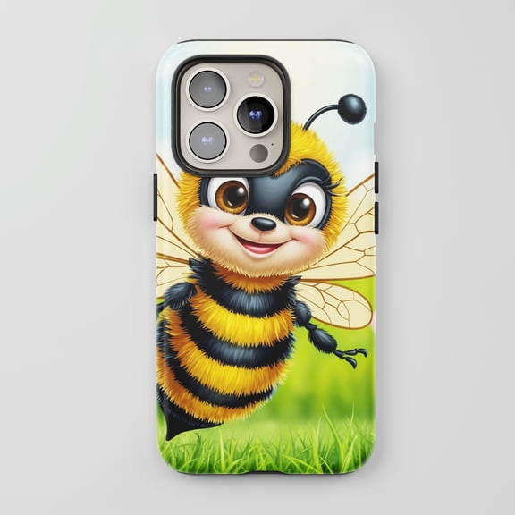 Bee For All iPhone Series Tough Phone Case Cute Cartoon Nature Yellow Black Green