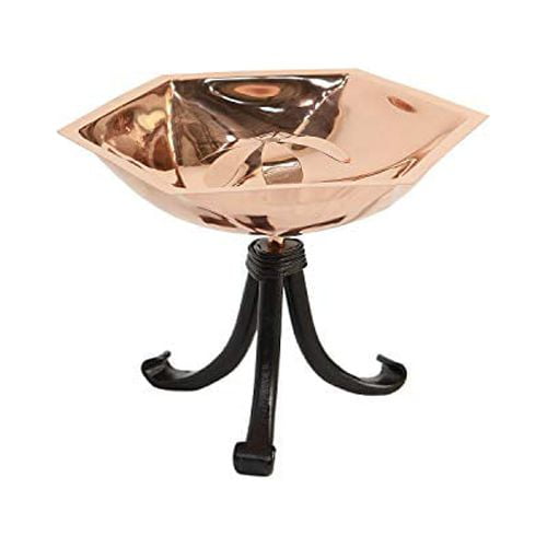 Hexagonal Copper Bee Fountain and Birdbath with Tripod Stand