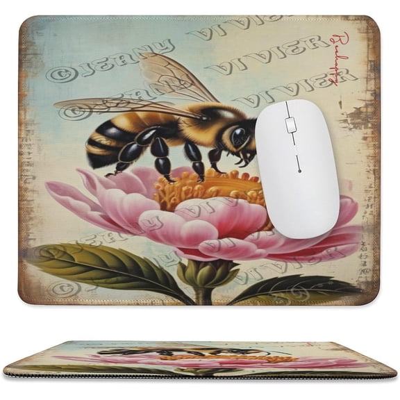 Bee Gaming Mouse Pad Custom, Bee Mouse Pads for Wireless Mouse Desk Accessories,Small Mouse Pads for Desk,Stitched Edge Mousepad with Non-Slip Rubber Base 10"x12"