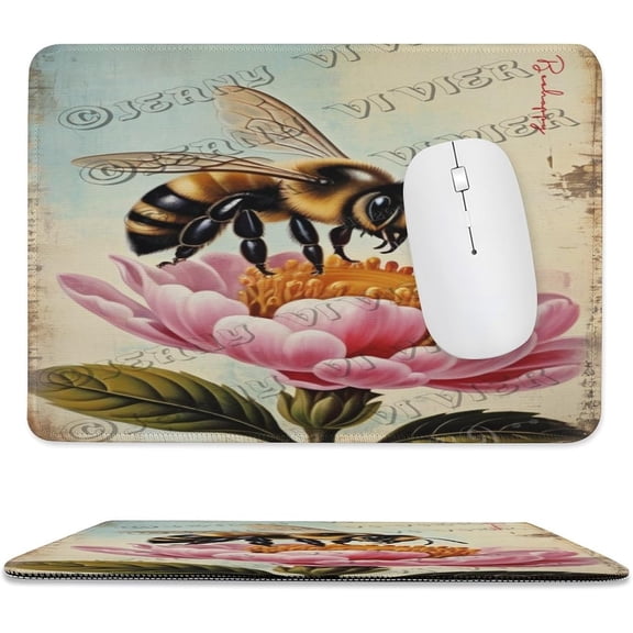 Bee Gaming Mouse Pad Custom, Bee Mouse Pads for Wireless Mouse Desk Accessories,Small Mouse Pads for Desk,Stitched Edge Mousepad with Non-Slip Rubber Base 8"x10"