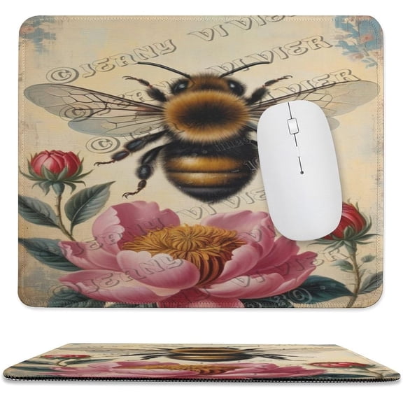 Bee Gaming Mouse Pad Custom, Funny Mouse Pads for Wireless Mouse Desk Accessories,Small Mouse Pads for Desk,Stitched Edge Mousepad with Non-Slip Rubber Base 10"x12"