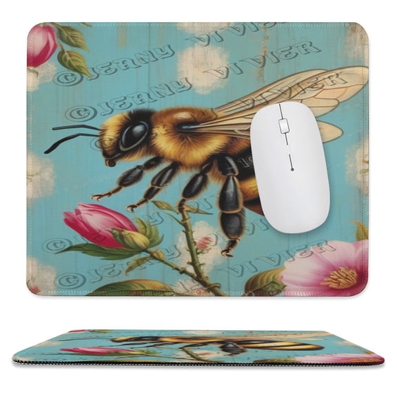 Bee Gaming Mouse Pad Custom, Rustic Mouse Pads for Wireless Mouse Desk Accessories,Small Mouse Pads for Desk,Stitched Edge Mousepad with Non-Slip Rubber Base 10"x12"