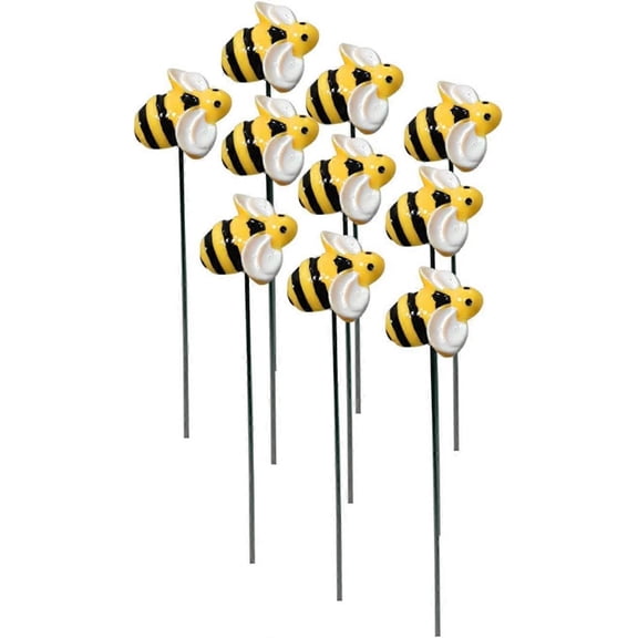 Bee Garden Decor Metal Garden Art Ornaments Front Yard Art Flower Sticks Spring Summer Resin Bumblebee Garden Sticks Outdoor Lawn Walkway