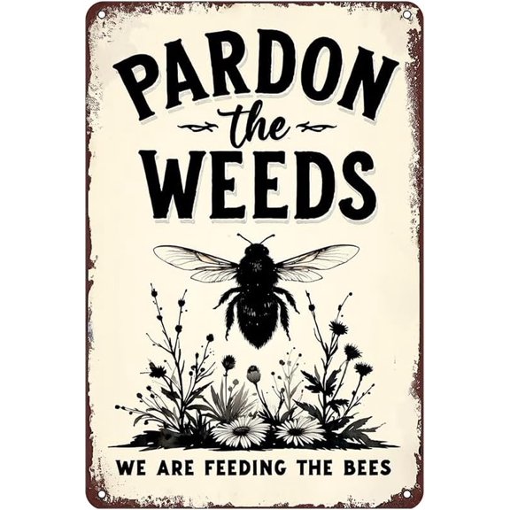 Bee Garden Metal Wall Art Tin Sign 12x8 Inch Vintage Porch and Yard Decor for Nature Enthusiasts