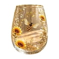 thumbnail image 1 of Bee Garden Morning Bliss Glass Tea Cup, Embossed Bee Sunflower Clear Glass Mug, Decorative Tea and Coffee Cups with Gold Rim for Hot and Cold Drinks, Unique Gift for Plant & Nature Lovers, 1 of 8