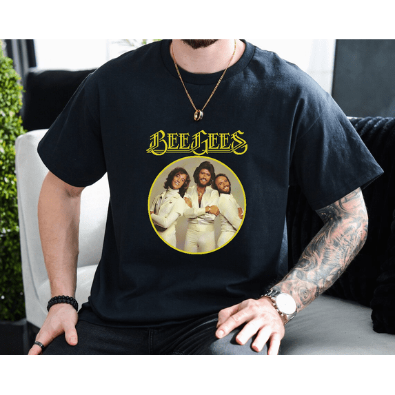 Bee Gees Band In Concert Classic Retro Music Fan Graphic Unisex T-Shirt, up to size 3XL.