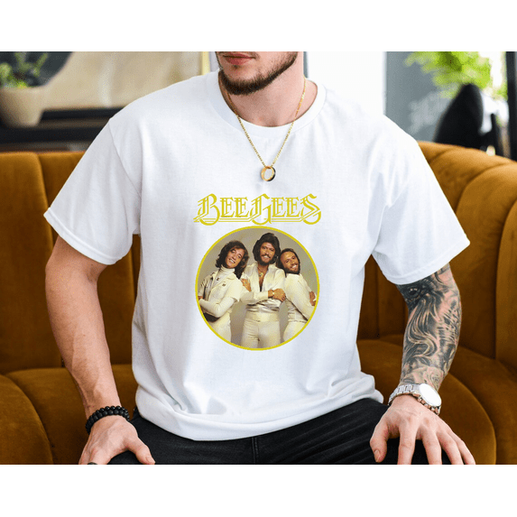 Bee Gees Band In Concert Classic Retro Music Fan Graphic Unisex T-Shirt, up to size 3XL.