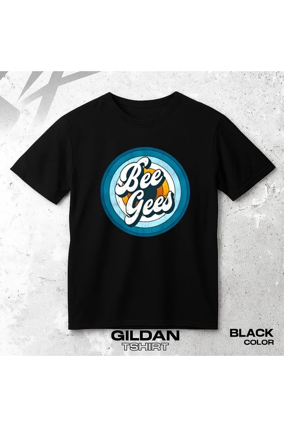 Bee Gees Vintage Circle Unisex T-shirt Retro Music Band Fan Art Graphic Design, for men & women, up to size 5XL.