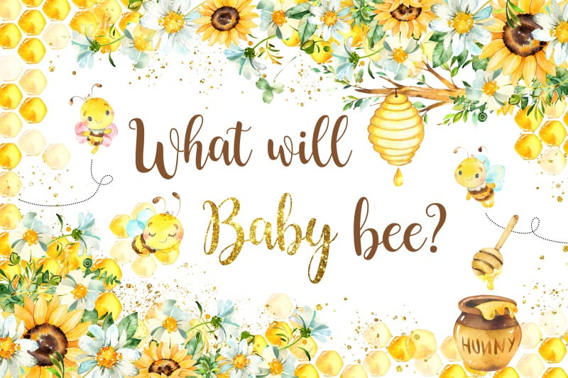 Little Bee Honeycomb Round Gender Reveal Backdrop