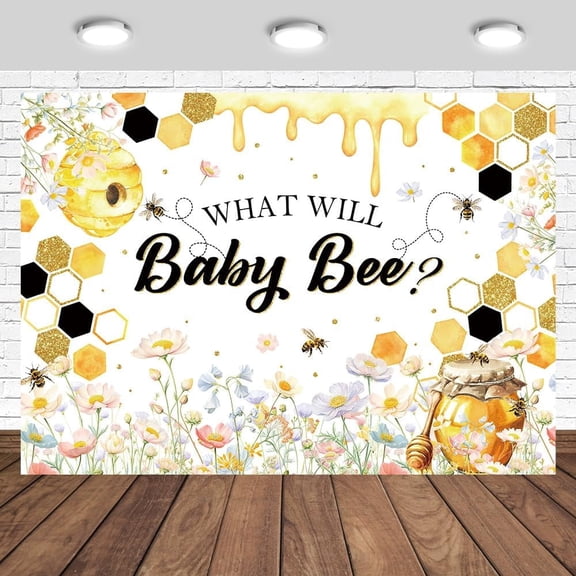 Bee Gender Reveal Backdrop What Will Baby Bee Photography Background Honeycomb Flowers Gender Reveal Party Decorations Banner Photo Studio Props