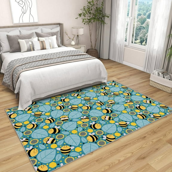 Bee Gifts For Kids - Honey Bee Rug, Kids Cute Bees Rugs For Living Room Bedroom, Washable Non Slip Soft Small Carpet, Patterned Area Rugs & Home Decor
