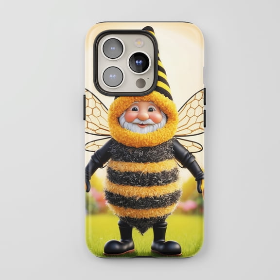 Bee Gnome For All iPhone Series Protective Phone Case Cute Whimsical Yellow Black