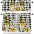 thumbnail image 1 of Bee and Gnome Kitchen Curtains Tiers and Valance Set 3 Piece for Windows, Rod Pocket Window Treatment 24 Inch Length Living Room Bedroom Bathroom Window Curtains Summer Idyllic Gnomes Flowers Honey, 1 of 5