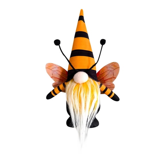 Bee Gnome Plush Doll, Creative Faceless Gnome Figurine With Long Legs, Orange Black Striped Gnome With Bee Wings For Home Decor, Office Desk, Bee Festival Decoration