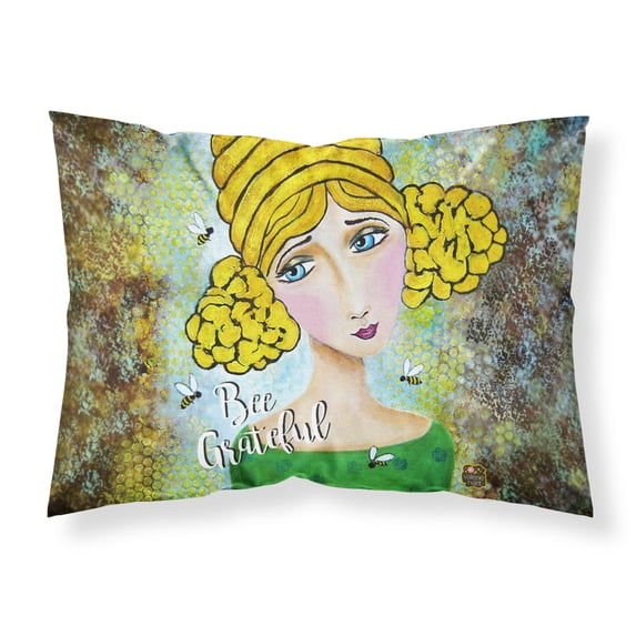 Bee Grateful Girl with Beehive Fabric Standard Pillowcase