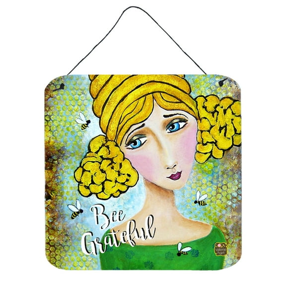 Bee Grateful Girl with Beehive Wall or Door Hanging Prints