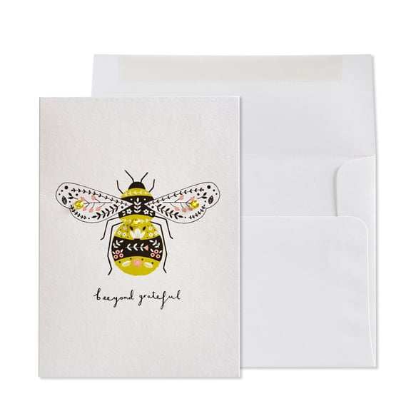 Bee Grateful Greeting Card Beautiful Bee Illustration with "Beyond Grateful" Message Blank Inside, Envelope Included Ideal for Thank You, Appreciation, or Any Special Occasion
