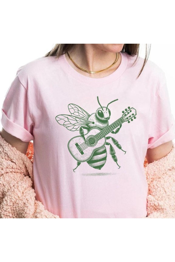 Bee Guitar Shirt Nature Inspired Gifts for Music Enthusiasts Beekeepers Unique Wildlife Ar