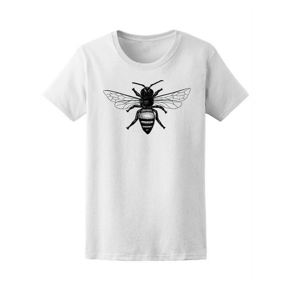 Bee Hand Drawn B&W T-Shirt Women -Image by Shutterstock, Female x-Large