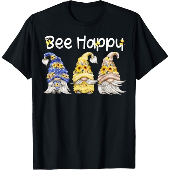 Bee Happy Bee Gnome Spring Sunflower Gnome T-Shirt