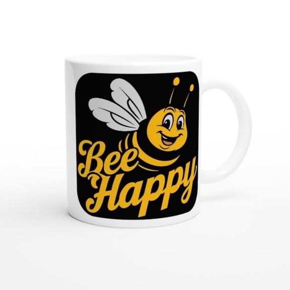 Bee Happy Coffee Mug  Cute Bee-Themed Mug Coffee Lovers, Nature-Inspired Gift, Beekeeper Gift, Honeybee Lover Mug, Funny.