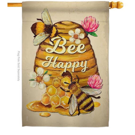 Bee Happy Garden Friends Double-Sided Garden Decorative House Flag, Multi Color