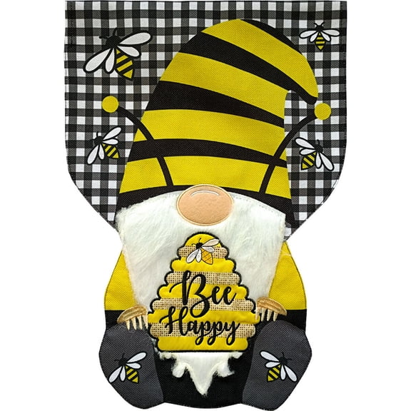 Briarwood Lane Summer Garden Flag 12x18 For Outdoor Bee Happy Gnome Burlap For Summer Garden Flag Flags For Outside