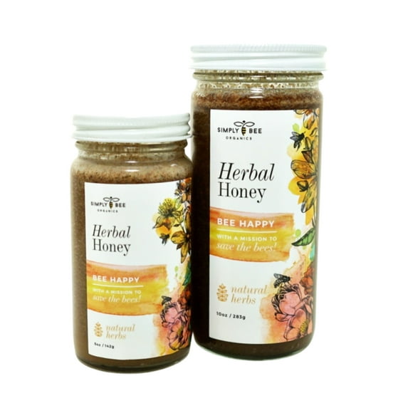 Bee Happy Herbal Honey | Pure Organic Raw Honey | Supports Well-Beeing | Organic Herbs |Non-GMO |0% Additives | Kid Approved