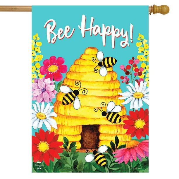 Bee Happy Hive Spring House Flag Beehive 28