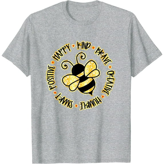 Bee Happy Kind Brave Humble Smart Positive Bumble Softstyle T-Shirt for Men Women Kids,Sport Grey Color,Size YXL