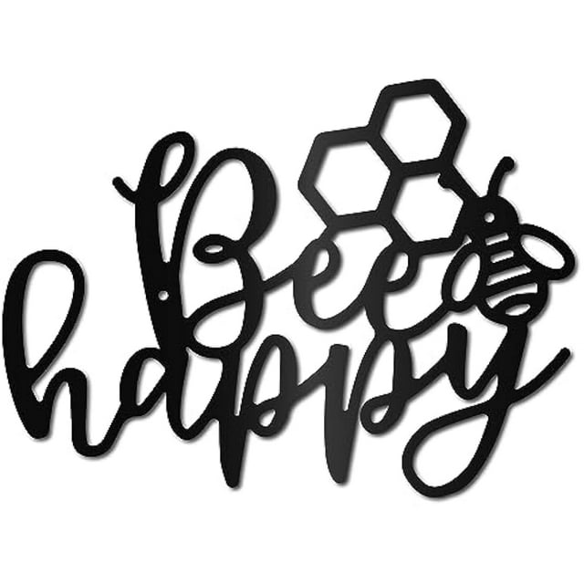 Bee Happy Metal Wall Art Decor Wall Sculpture Hanging Decoration Sign