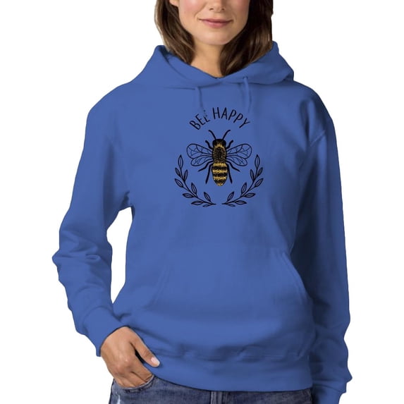 Bee Happy Nature Garland Hoodie Women -Image by Shutterstock, Female Large