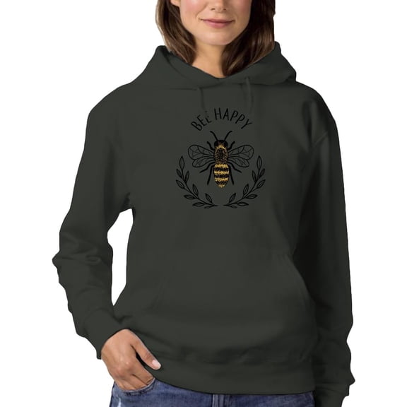 Bee Happy Nature Garland Hoodie Women -Image by Shutterstock, Female Large
