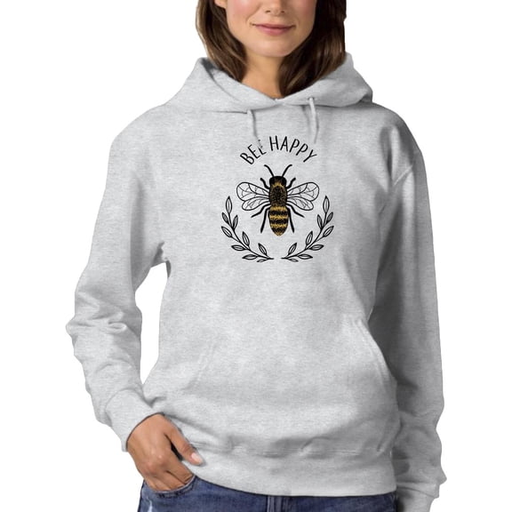 Bee Happy Nature Garland Hoodie Women -Image by Shutterstock, Female Medium