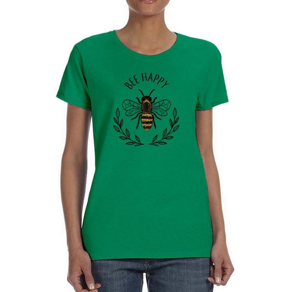 Bee Happy Nature Garland T-Shirt Women -Image by Shutterstock, Female 5X-Large