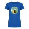 thumbnail image 1 of Bee Happy Slogan Shaped T-Shirt Women -Image by Shutterstock, Female Medium, 1 of 2