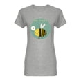 thumbnail image 1 of Bee Happy Slogan Shaped T-Shirt Women -Image by Shutterstock, Female Small, 1 of 2