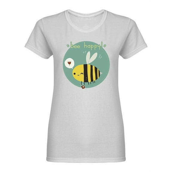 Bee Happy Slogan Shaped T-Shirt Women -Image by Shutterstock, Female x-Large