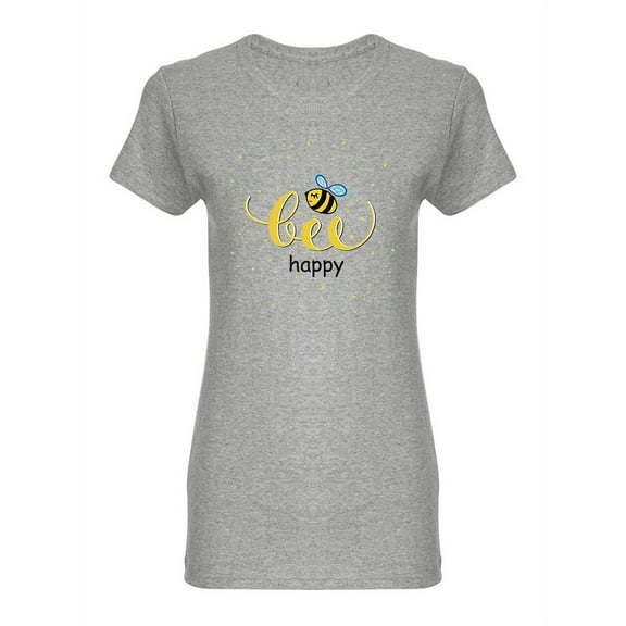 Bee Happy Text Shaped T-Shirt Women -Image by Shutterstock, Female x-Large