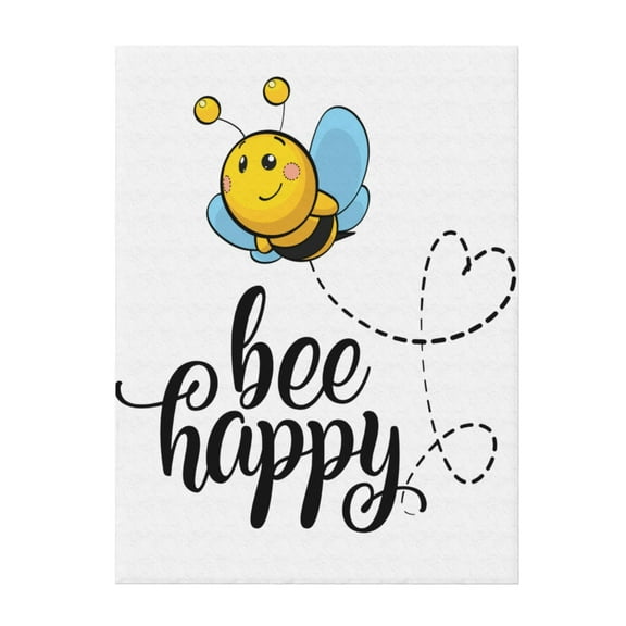 Bee Happy Throw Blanket Soft Sofa Bed Fleece Blankets For Men Women Boy Girl Gifts Blankets 60"X50"