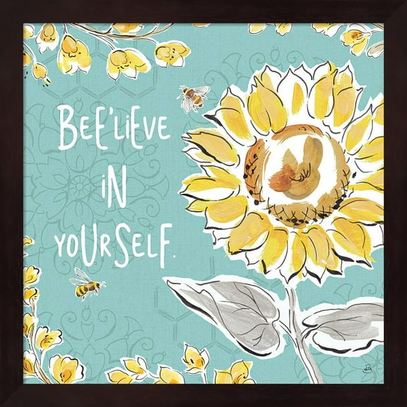 Bee Happy V by Daphne Brissonnet, Framed Wall Art, 13.25W x 13.25H