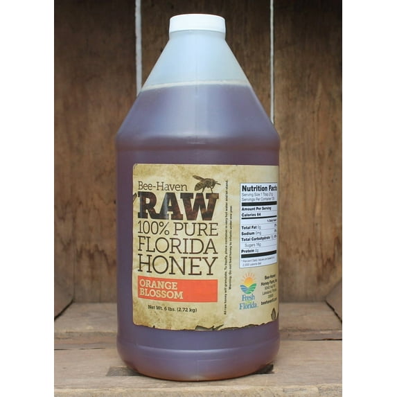 Bee-Haven Honey Farm Raw 100% Pure Orange Blossom Honey, 6 Pound Bottle