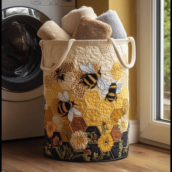 Bee Haven Quilted Laundry Basket
