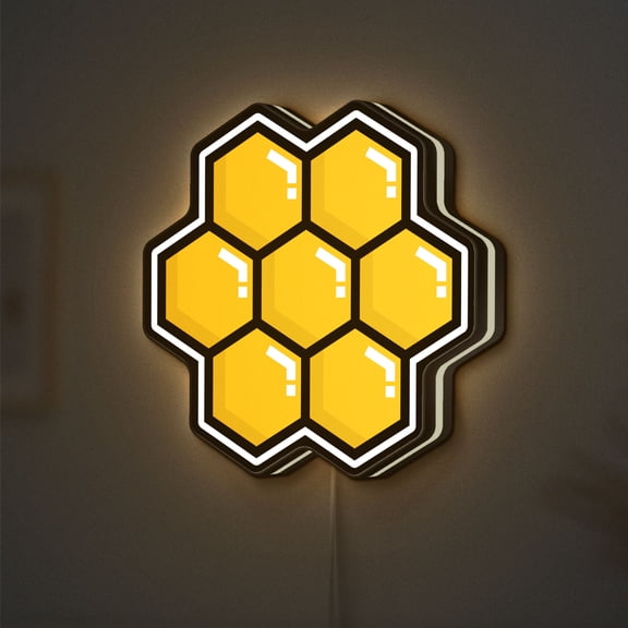 Bee Hive 3D Novelty Light Box for Nutrition and Organic Living, Honey Themed Lamp Decor with Healthy Food Aesthetic (Height 20 inch, 50cm)