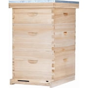 Bee Hive Boxes 10 Frame Langstroth Beehive,Complete Beehive Kit Includes 2 Deep Brood Bee Hives Box, 1 Medium Super Bee Box with Beehive Frames and Foundation