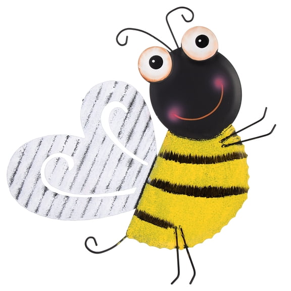 Yellow Wrought Iron Bee Wall Decor for Home Rustic Bedroom Living Room Decor 10.5 Inches