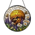 Bee Hive Glass Suncatcher for Window, Honeycomb Pattern Decor, Warm ...