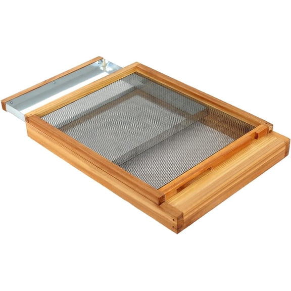 Bee Hive Metal Screened Bottom Board Dipped in 100% Beeswax with Entrance Reducer, Screen Bottom Board for 10 Frame Beehive, Beehive Separated Board Beekeeping Supplies