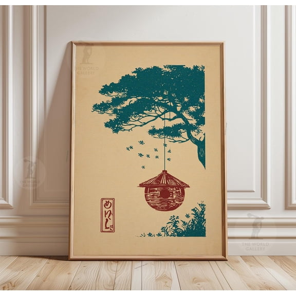 Bee Hive Poster Japanese Style Tree Scene Paper Wall Art